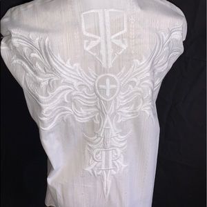 Roar men’s embroidery detailed white shirt